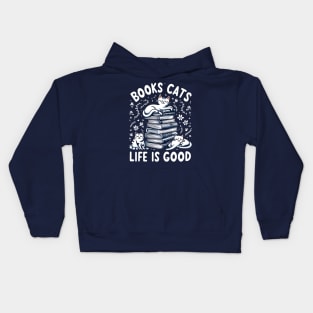 books cats life is good Kids Hoodie